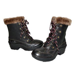 NewWOT BIONICA ROSEMOUNT WEDGE SHEARLING WATERPROOF snow black LEATHER BOOT 8.5